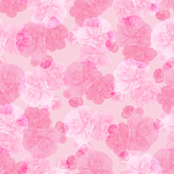 Seamless carnation flower photograph collage repeat. Feminine pretty pink floral for fashion all over print. Cottagecore spring garden wallpaper. 