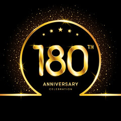 180th Anniversary. Golden Anniversary template design for celebration event, invitation card, greeting card, flyer, banner, poster, vector illustration