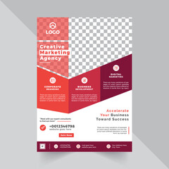 Corporate Flyer Design Template With Red Color abstract shape
