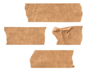 four pieces / strips of brown textured adhesive kraft paper tape, attach something or use as labels...