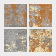 Set or rusty grunge square backgrounds. Abstract colored grungy patterns. Collection of rusted vector textures.