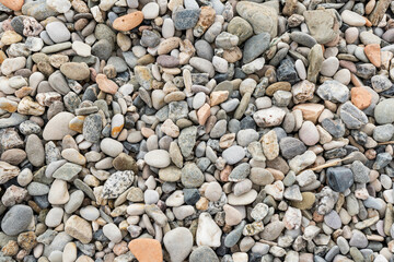 Gravel background. Top view of ground gravel road.