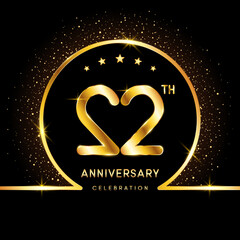 Fototapeta na wymiar 22th Anniversary. Golden Anniversary template design for celebration event, invitation card, greeting card, flyer, banner, poster, vector illustration