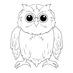 Owl. Wild forest feathered nocturnal bird of prey. Wildlife symbol.