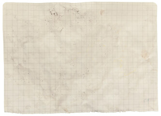 A weathered old textured worn sheet of paper, with lines and boxes. Green background....