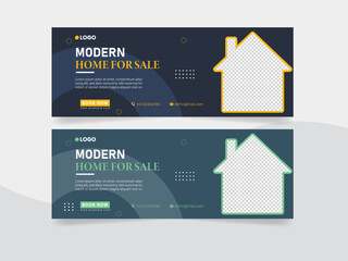 Real estate web banner and social media Facebook cover template