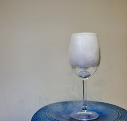 Chemical reaction of dry ice with water.