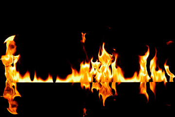 Burning flame on black background