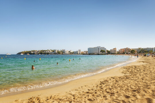 Sunny day on the Magaluf beach, island Mallorca, Spain