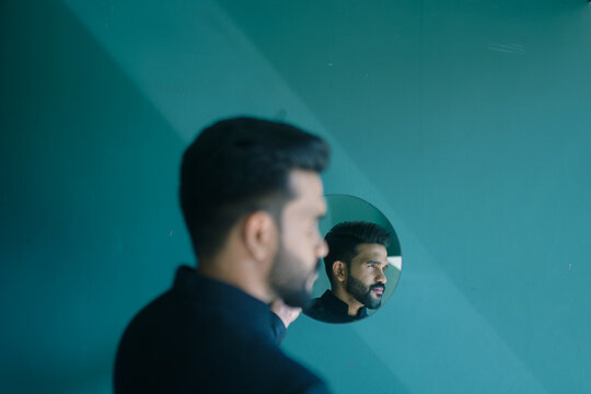 Portrait of Indian Groom with Mirror