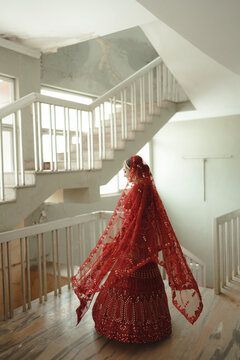 Muslim Bride In Red Wedding Dress
