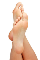 Female feet, isolated. Skin care and foot care concept - 541554259