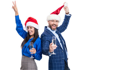 new year celebration of businesspeople, copy space. businesspeople celebrate new year