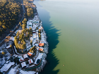 Obraz premium Aerial winter view of Iskar Reservoir, Bulgaria
