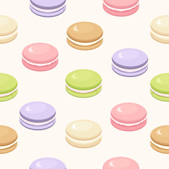 Macarons pattern. Vector graphics in flat cartoon style