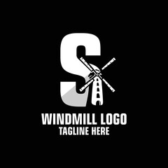 Letter S Windmill Logo Design Template Inspiration, Vector Illustration.