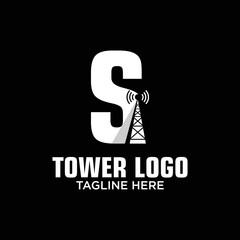 Letter S Tower Logo Design Template Inspiration, Vector Illustration.