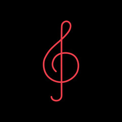 Obraz premium Treble clef vector icon. Music sign