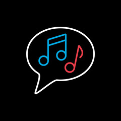 Musical note speech bubble vector icon