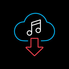 Cloud download music vector icon