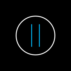 Pause button vector on black background icon