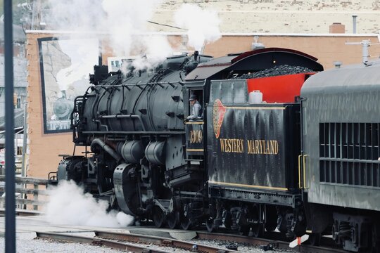 Train Wagons And Smokestacks Of The Western Maryland Scenic Railroad Train