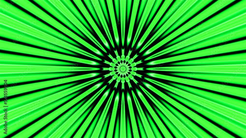 Poster kaleidoscopic pattern with flashing rays. motion. round pattern in center with flashing bright rays 