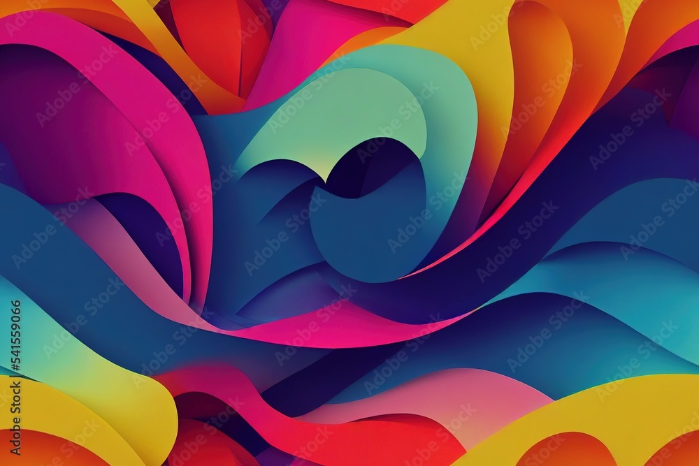 Poster rainbow 3d fluid shapes. futuristic gradient. minimal pattern. neon wave brochure. abstract poster. 