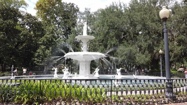 Stationary View of White Water Fountain