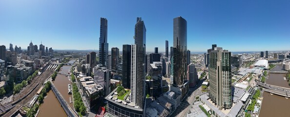 aerial view of Melbourne city skyline, Victoria Australia  © burnstuff2003