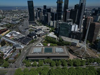 aerial view of Melbourne city skyline, Victoria Australia 