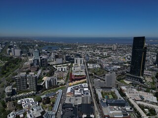 aerial view of Melbourne city skyline, Victoria Australia 