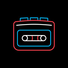 Cassette player vector on black background icon