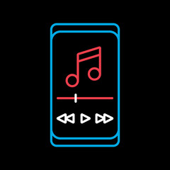 Smartphone with music player app vector icon