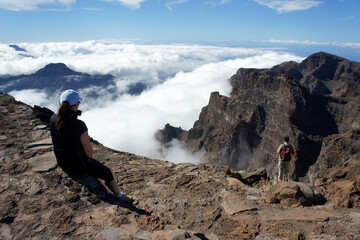 Tourists on top of La Palma. Canary Islands, Spain.