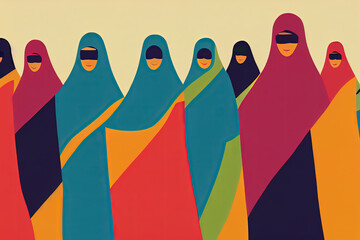 Fototapeta premium war islam woman demonstration victim fighting illustration vector