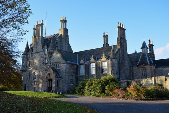 Lauriston Castle in autumn sunshine. Outskirts of Edinburgh, Scotland, UK