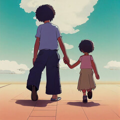 Kind mit Mutter Hand in Hand