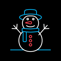 Christmas snowman vector icon. Winter sign