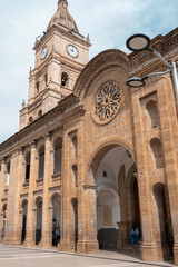 Fototapeta na wymiar old cathedral with clock in cochamabamba city