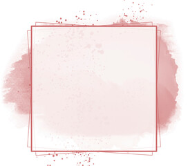 Abstrakcyjna kwadratowa ramka w kolorze zakurzonej róży. Plama pod kwadratową ramą. Tło dla logo, baneru lub postu w mediach społecznościowych.