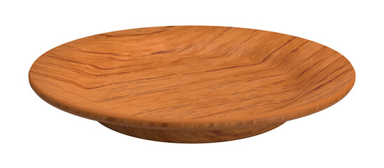 Isolated Wooden Plate or Vintage Dish, Old Crockery on White Background, Realistic Shot of 3D Render Illustration.