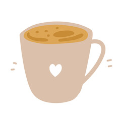 Pink cup of cappuccino vector illustration in cartoon style 