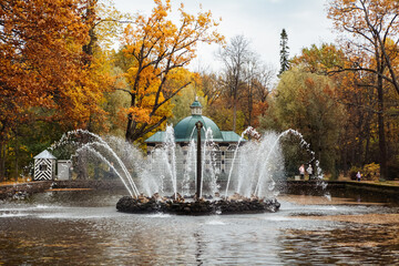 Fototapeta premium fountain in the park in autumn