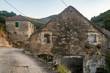 Wonderful, old stone houses of Dol, small village built on the rocky slopes on Brac island, Croatia
