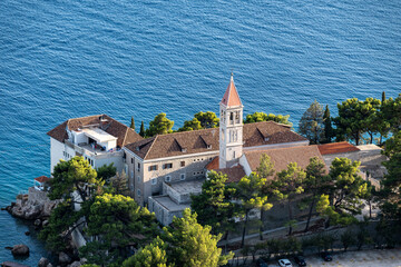 Amazing view from the mountain on town of Bol on Brac island and old dominican monastery