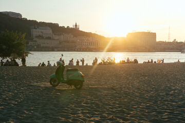 Beach with people in summer