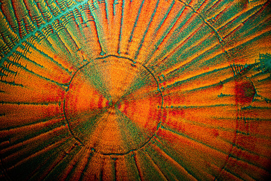 Multicolor kaleidoscope, picture of the crystals of the chemical substance Ascorbicacid, vitamin C