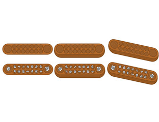 Congkak or congklak.A traditional table game.A mancala marble game.Indonesia and Malaysia.Sign, symbol, icon or logo isolated.Flat design.Clipart. Cartoon vector illustration.Graphic design.