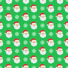 Christmas pattern. Seamless Xmas background. New year wrapping paper. Holiday geometric texture with Santa and snowflakes. Set festive textile prints. Vector. illustration